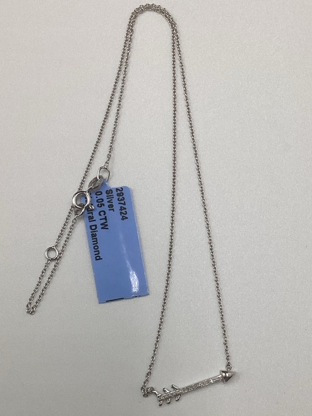 NWT STERLING Silver Arrow DIAMOND Necklace - White - Picture 1 of 3